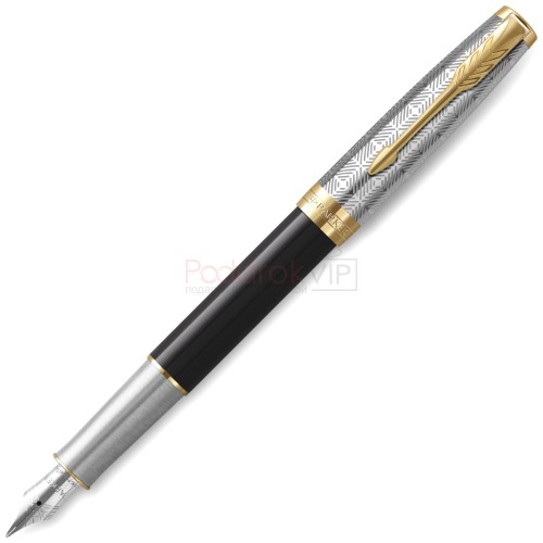 Ручка перьевая Parker Sonnet Premium F537, Metal Black GT (Перо F)